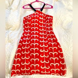 CK Bradley New York Dress, orange and navy silk.